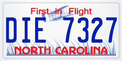 NC license plate DIE7327