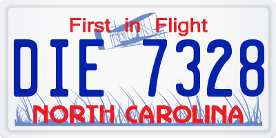 NC license plate DIE7328