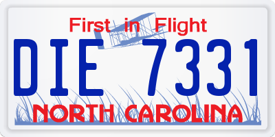 NC license plate DIE7331
