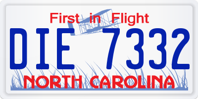 NC license plate DIE7332