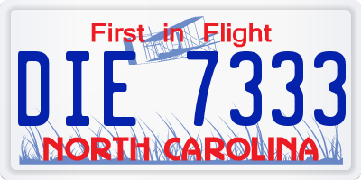 NC license plate DIE7333