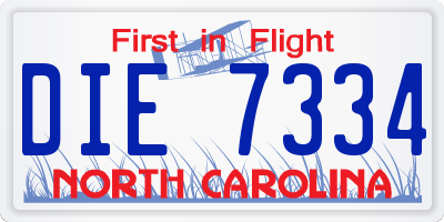 NC license plate DIE7334