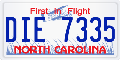 NC license plate DIE7335
