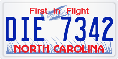 NC license plate DIE7342
