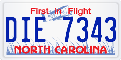 NC license plate DIE7343