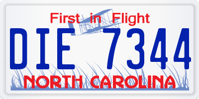 NC license plate DIE7344
