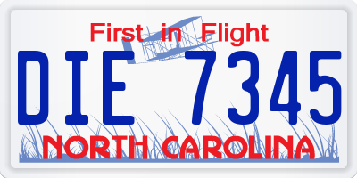 NC license plate DIE7345