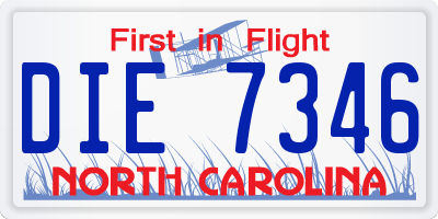 NC license plate DIE7346