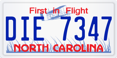 NC license plate DIE7347