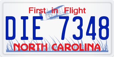 NC license plate DIE7348