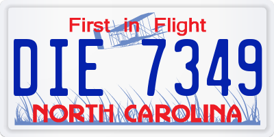 NC license plate DIE7349