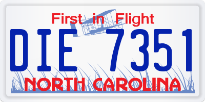 NC license plate DIE7351