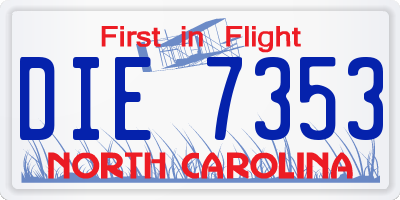 NC license plate DIE7353