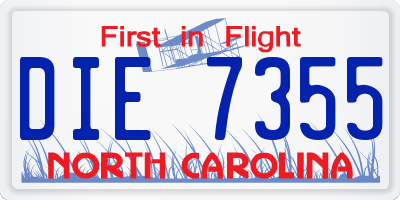 NC license plate DIE7355