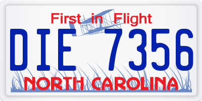 NC license plate DIE7356