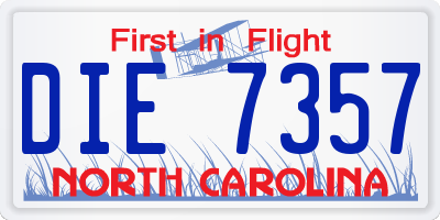 NC license plate DIE7357