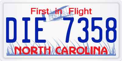 NC license plate DIE7358