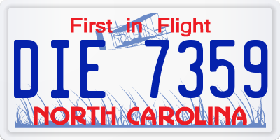 NC license plate DIE7359
