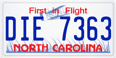 NC license plate DIE7363