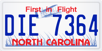 NC license plate DIE7364