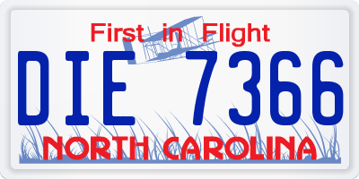 NC license plate DIE7366