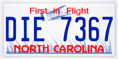 NC license plate DIE7367