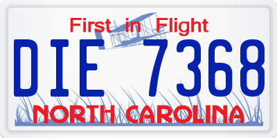 NC license plate DIE7368