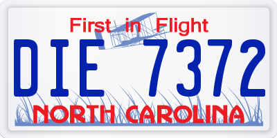 NC license plate DIE7372