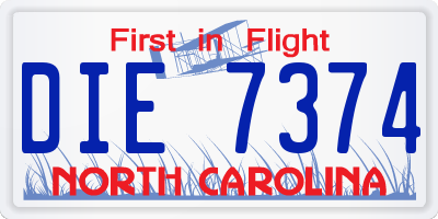 NC license plate DIE7374