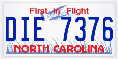 NC license plate DIE7376