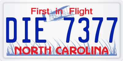NC license plate DIE7377