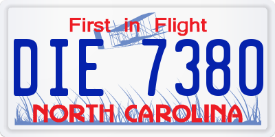 NC license plate DIE7380