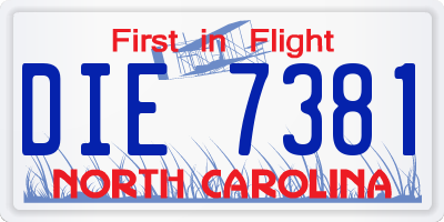NC license plate DIE7381