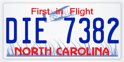 NC license plate DIE7382