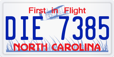 NC license plate DIE7385