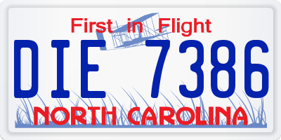 NC license plate DIE7386