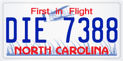 NC license plate DIE7388