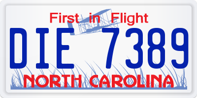 NC license plate DIE7389