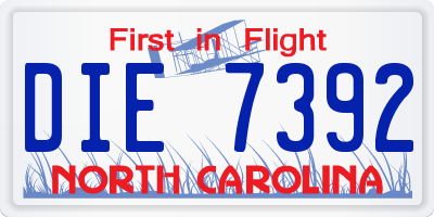 NC license plate DIE7392