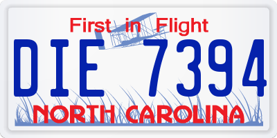 NC license plate DIE7394