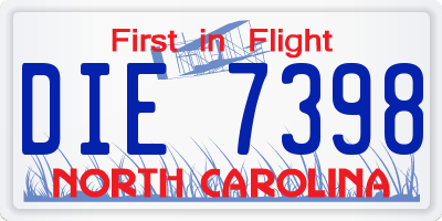 NC license plate DIE7398