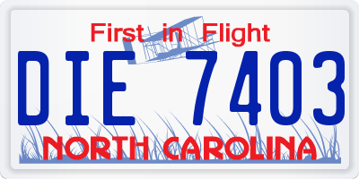 NC license plate DIE7403