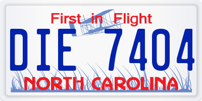 NC license plate DIE7404