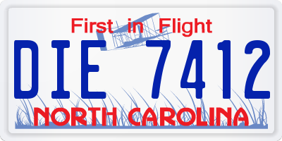 NC license plate DIE7412