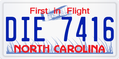 NC license plate DIE7416