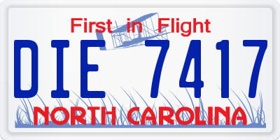 NC license plate DIE7417