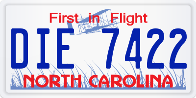 NC license plate DIE7422