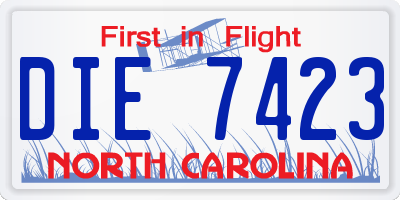 NC license plate DIE7423