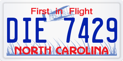 NC license plate DIE7429
