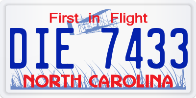 NC license plate DIE7433